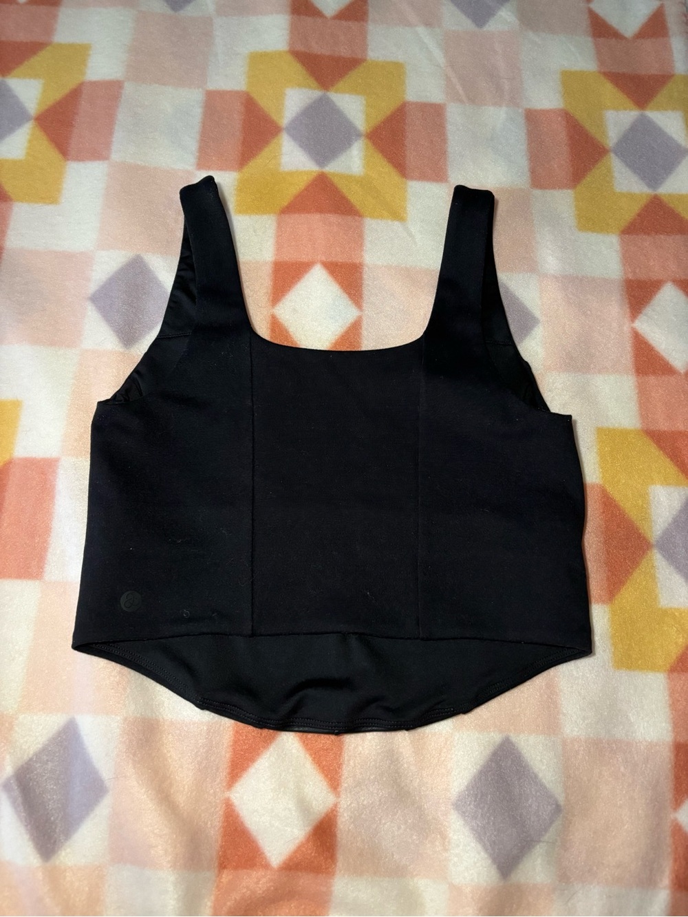 Zella Black Faux Leather-Panel Athletic Tank S - Picture 2 of 3
